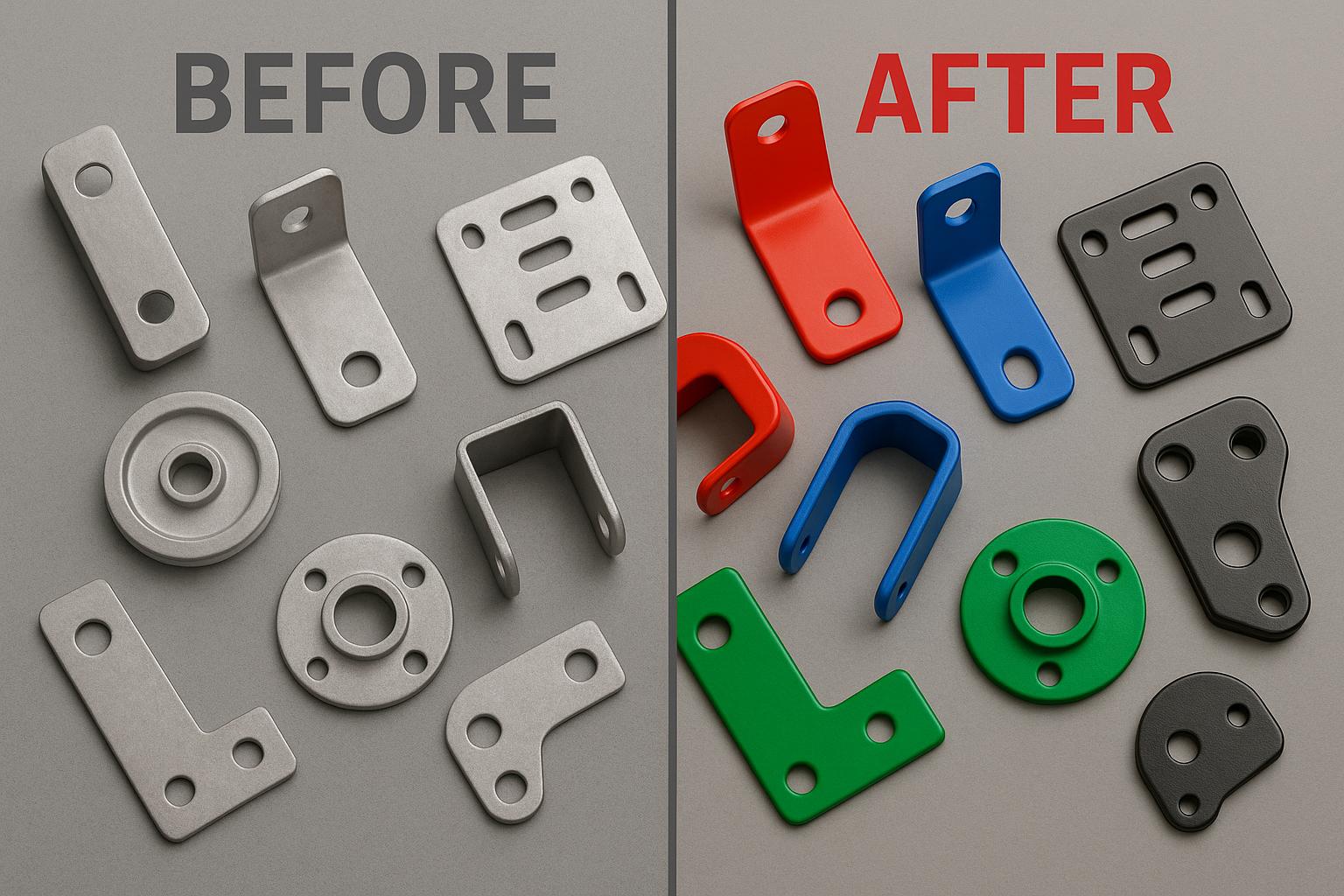 Antes y después del proceso de pintura al horno